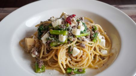 牛挽ペペスパゲッティ